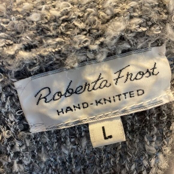 Hand Knit Gray Long Sherpa Cardigan size large - Picture 6 of 6